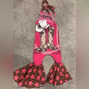 Pink Western Graphic Romper